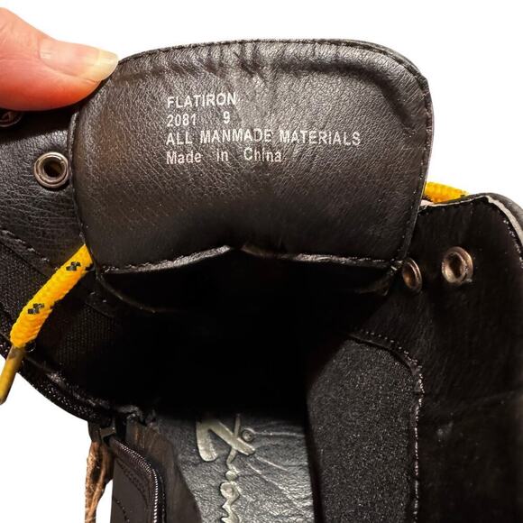 NWB - Seven7 Flatiron Platform Combat Boots Black w/ Yellow Laces, Women's 9 - Picture 11 of 11